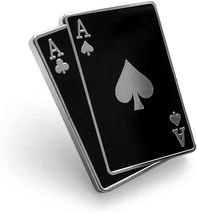 Pinsanity Black Pair of Aces Poker Hand Enamel Lapel Pin - Image 2